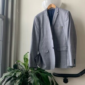 Grey Windowpane Slim Fit Blazer